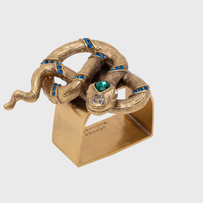 Snake napkin rings, worn gold, set of four