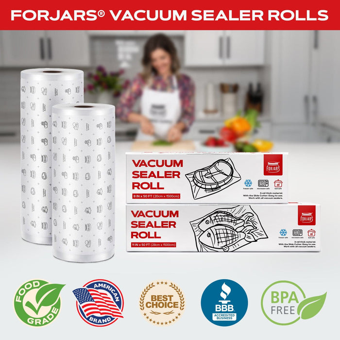 Vacuum Sealer Roll (8-inch) - Textured on Both Sides, 7.5 Mil Thickness