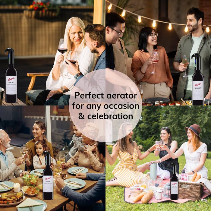 Electric Wine Aerator Dispenser - Portable Premium Wine Accessory for Red & White Wines, Touch Activated Aeration For Wine and Spirit - Beginner and Enthusiast - Spout Pourer - Wine Gifts