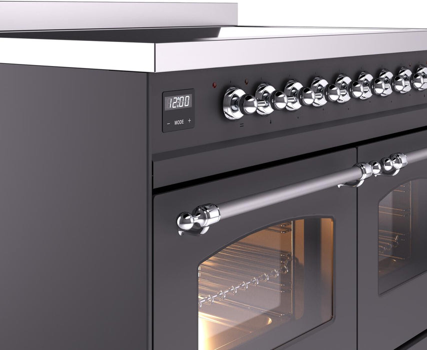 ILVE Nostalgie II 40" Electric Range, Matte Graphite, Chrome Trim UPDI406NMPMGC