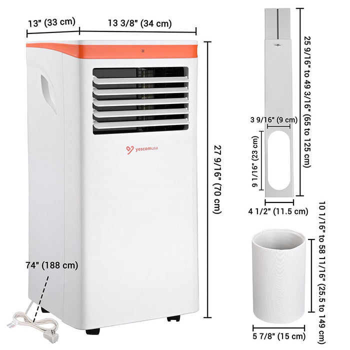 Yescom 10,000 BTU Portable Air Conditioner (6,600 BTU SACC) 120V