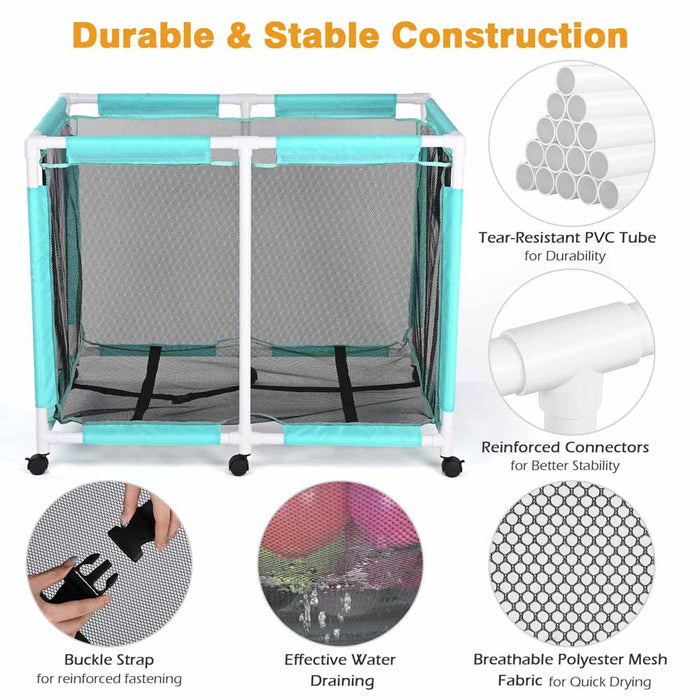 Yescom 48" Pool Toy Storage Bin Mesh Rolling Cart Heavy Frame