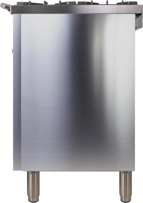 ILVE Professional Plus 36" Dual Fuel Liquid Propane Freestanding Range, Stainless Steel, Chrome Trim UPW90FDMPILP
