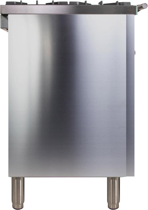 ILVE Professional Plus 36" Dual Fuel Liquid Propane Freestanding Range, Stainless Steel, Chrome Trim UPW90FDMPILP