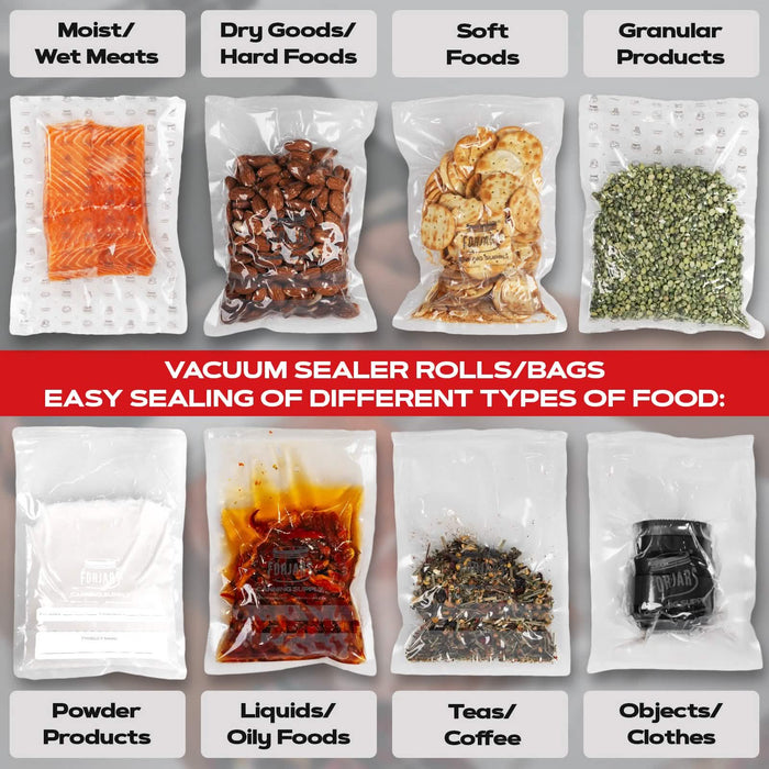 200 Count 8x12 Vacuum Sealer Bags - Textured on Both Sides, 7.5 Mil Thickness
