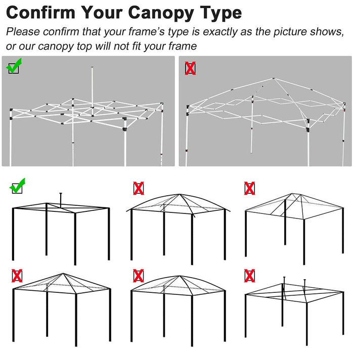 Yescom 10x10 Ez Pop Up Tent Canopy Top Replacement Cover (9.6'x9.6')