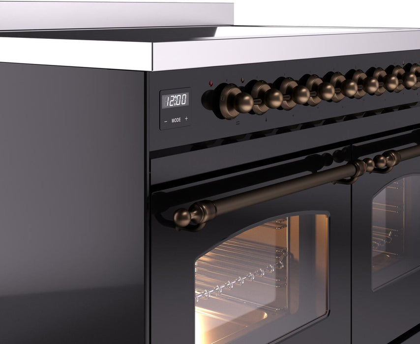 ILVE Nostalgie II 40" Electric Range, Glossy Black, Bronze Trim UPDI406NMPBKB