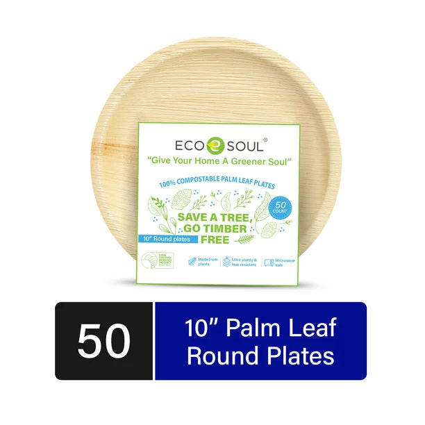 Ecosoul Home Palm Leaf Plates: Eco-Friendly, Compostable, 10 In. (20 Ct)
