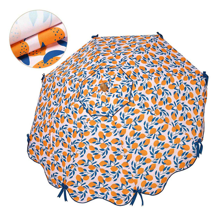 LAGarden 6ft Outdoor Patio Wood Market Umbrella Scalloped Edge 8-Rib