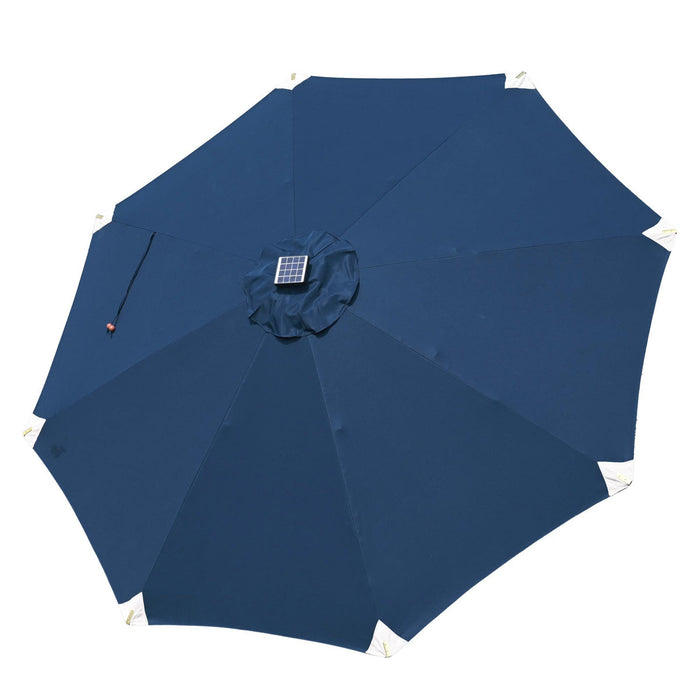 LAGarden 9ft Boho Patio Wood Market Umbrella with Lights