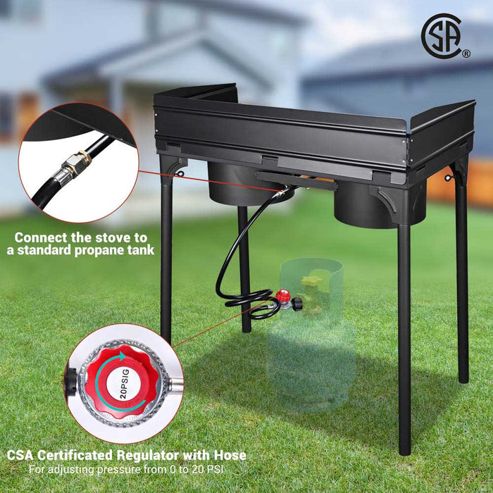 Yescom 32" Outdoor Burner Double Propane Stove with Stand