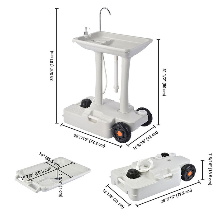 Yescom 8-Gal Foot Pump Hand Washing Station with Wheels Handle