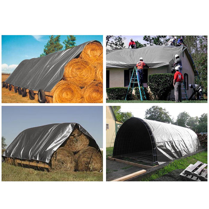 Yescom 40'x30' Heavy-Duty Poly Tarp Reinforced Canopy, Silver