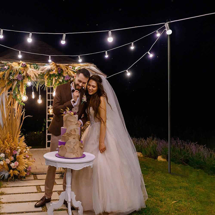 Yescom 10 ft Aluminum String Light Poles with Hook & Stakes 2ct/pk