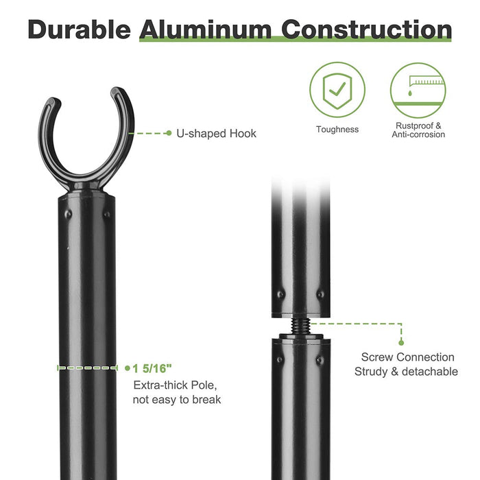 Yescom 10 ft Aluminum String Light Poles with Hook & Stakes 2ct/pk