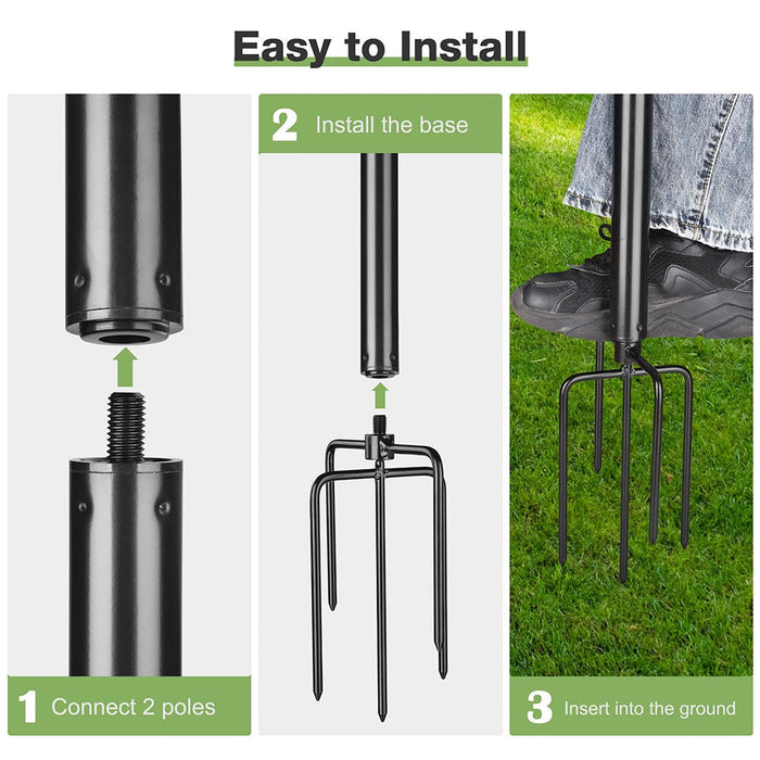 Yescom 10 ft Aluminum String Light Poles with Hook & Stakes 2ct/pk