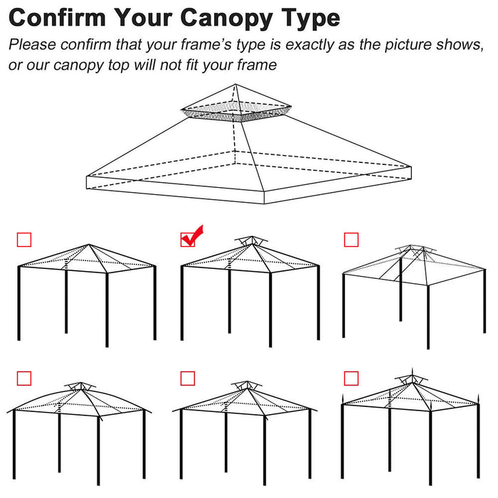 Yescom 10' x 10' Gazebo Replacement Canopy 2-Tier