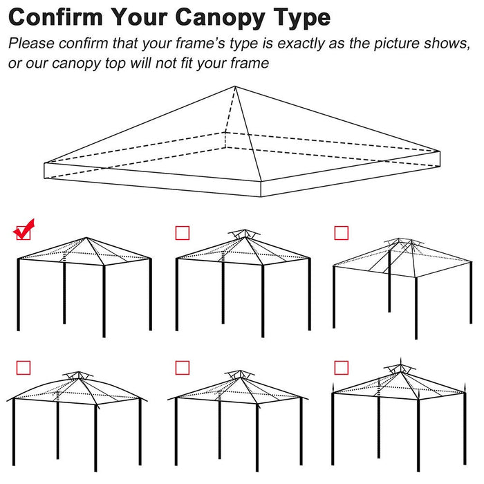 Yescom 10' x 10' Replacement Gazebo Canopy Cover Color Optional