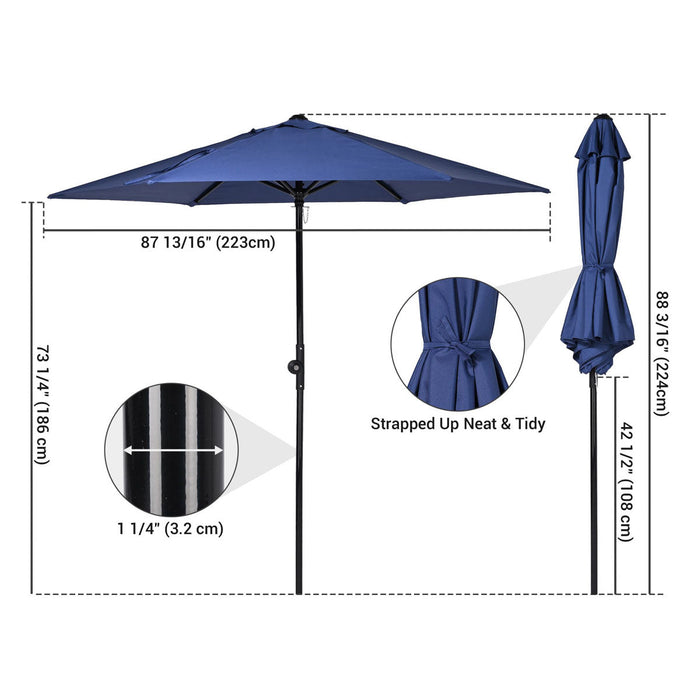 Yescom 7.5ft Patio Umbrella Crank and Tilt 6-Rib