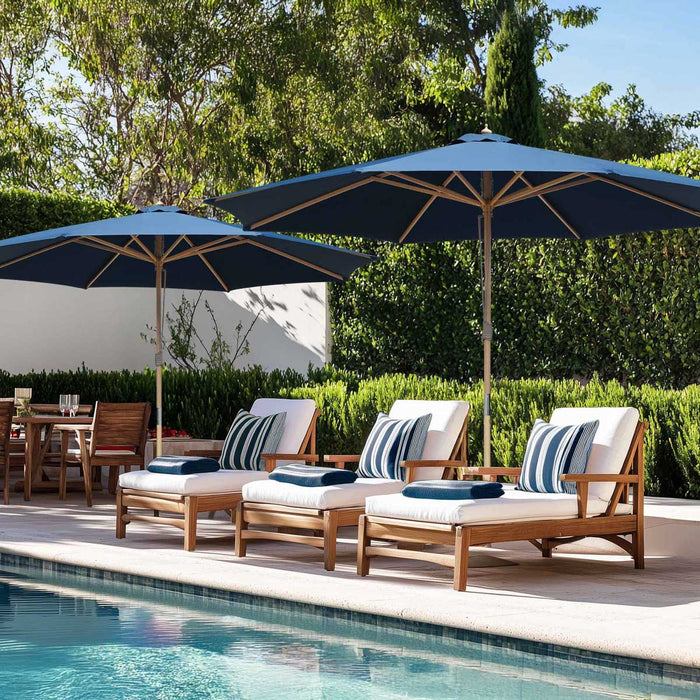 Yescom 13ft Wood Patio Umbrella with Base & Wheels