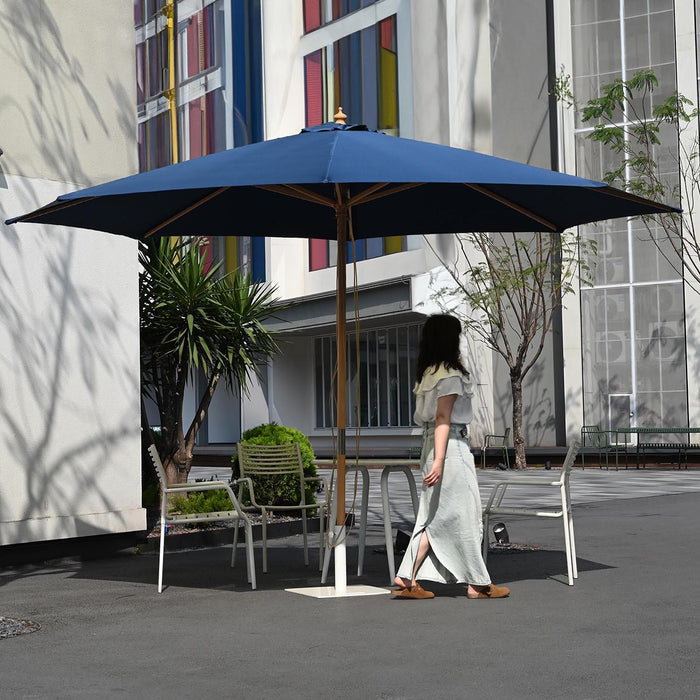 Yescom 13ft Wood Patio Umbrella with Base & Wheels