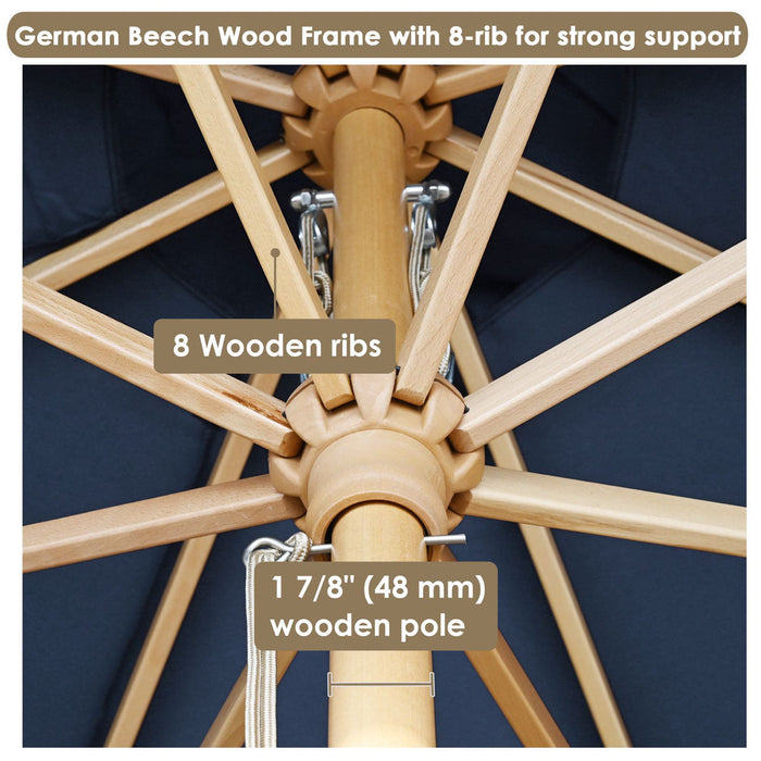 Yescom 13ft Wood Patio Umbrella with Base & Wheels