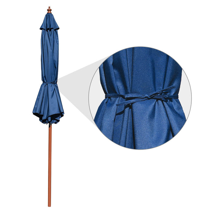 Yescom 9ft Wood Patio Umbrella with Base & Wheels