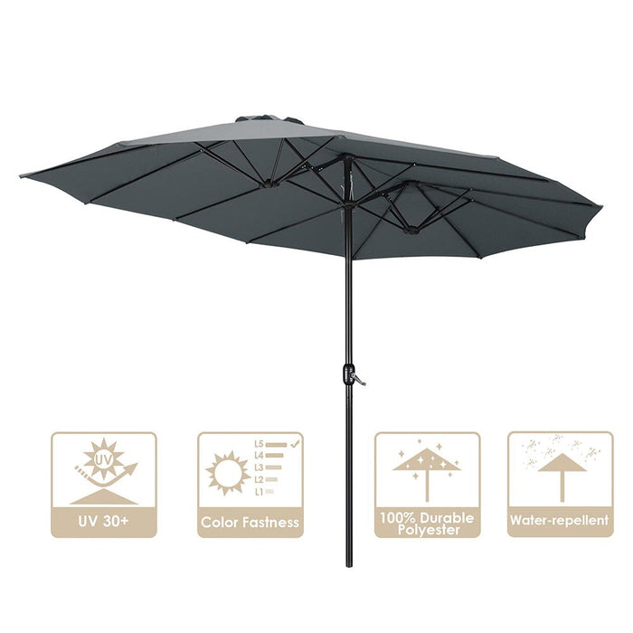 Yescom 15x9 ft Patio Rectangular Market Umbrella w/ Wind Vent