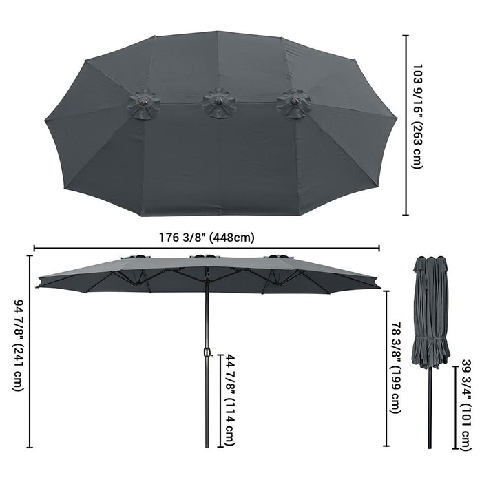 Yescom 15x9 ft Patio Rectangular Market Umbrella w/ Wind Vent