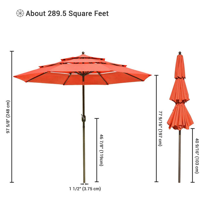 Yescom 10ft 8-Rib Patio Outdoor Market Umbrella 3-Tiered Tilt