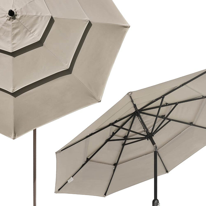 Yescom 11ft 8-Rib Patio Outdoor Market Umbrella 3-Tiered Tilt