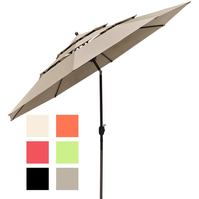 Yescom 11ft 8-Rib Patio Outdoor Market Umbrella 3-Tiered Tilt