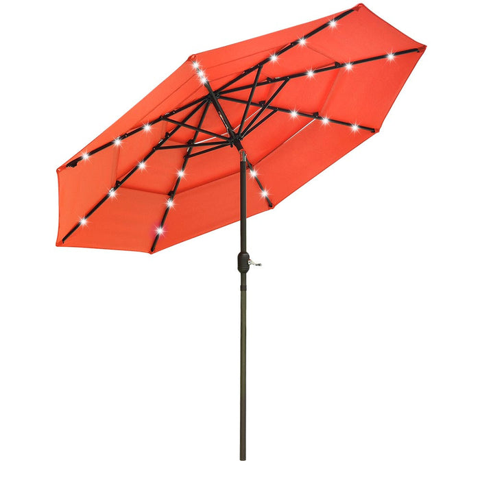 Yescom 9ft Prelit Umbrella 3-Tiered Patio Umbrella with Lights