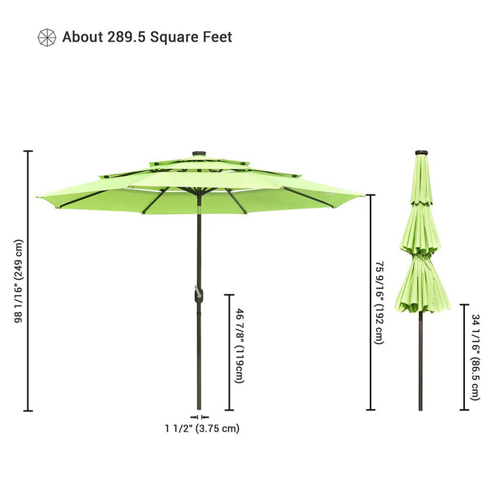 Yescom 10ft Prelit Umbrella 3-Tiered Patio Umbrella with Lights