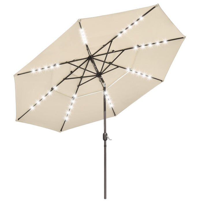 Yescom 11ft Prelit Umbrella 3-Tiered Patio Umbrella with Lights