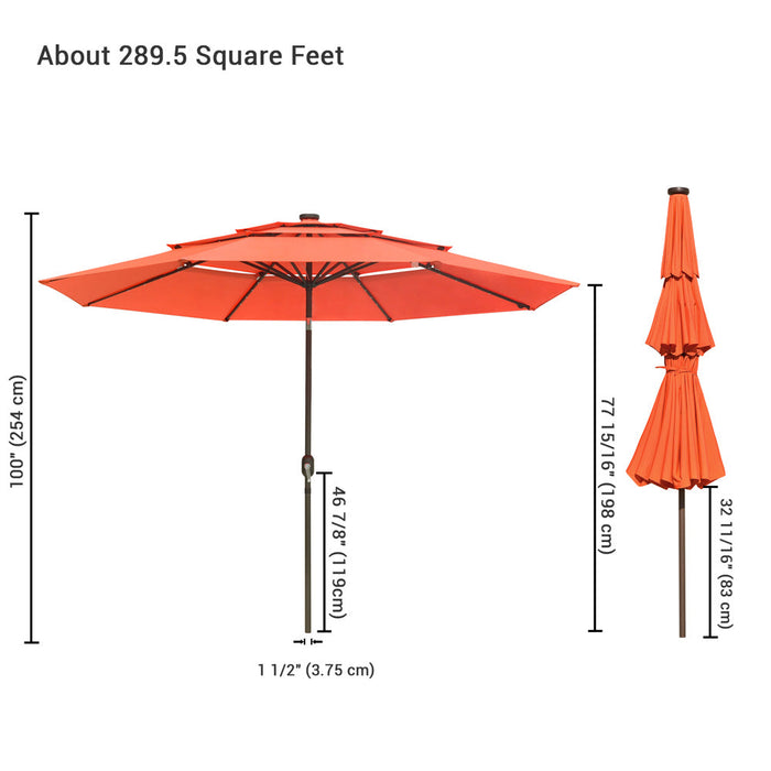 Yescom 11ft Prelit Umbrella 3-Tiered Patio Umbrella with Lights