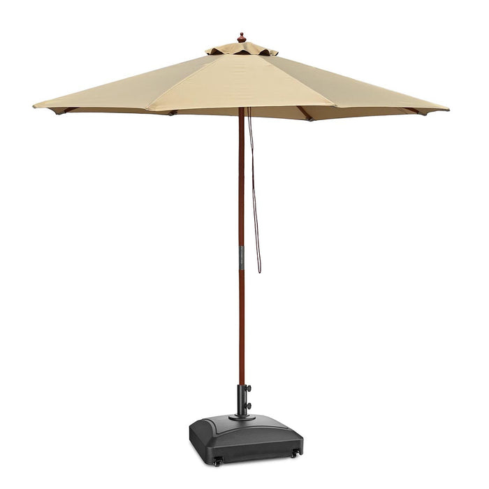 Yescom 9ft Wood Patio Umbrella with Base & Wheels