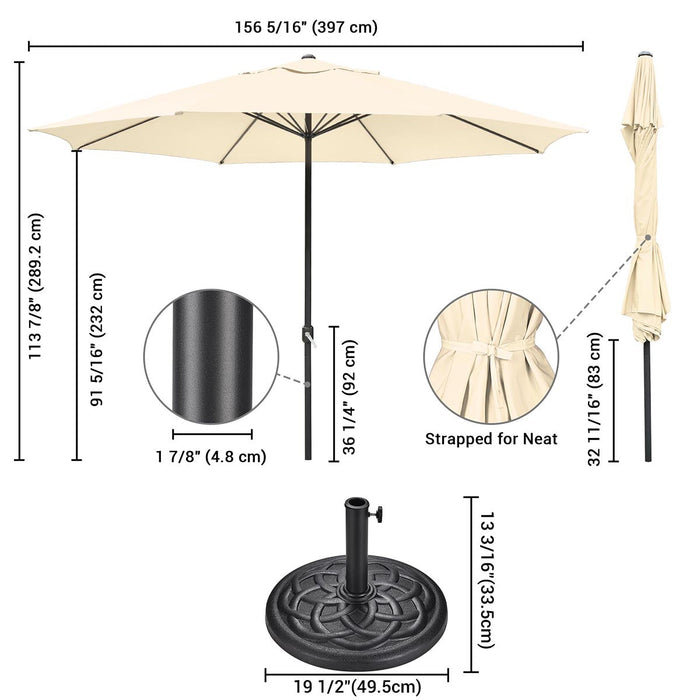 Yescom 13ft 8-Rib Outdoor Patio Umbrella with Base