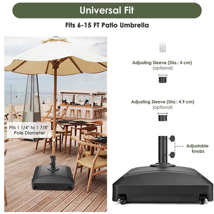 Yescom 9ft Wood Patio Umbrella with Base & Wheels