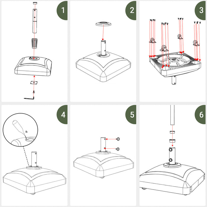 Yescom 13ft Wood Patio Umbrella with Base & Wheels