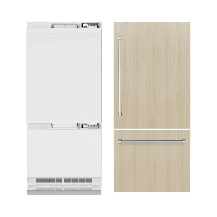 ZLINE 36" Panel Ready Built-In Bottom Freezer Refrigerator,Water Dispenser, Ice Maker, RBIT-36