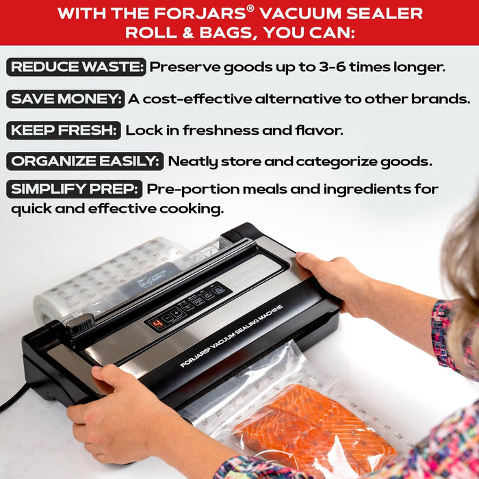 200 Count 8x12 Vacuum Sealer Bags - Textured on Both Sides, 7.5 Mil Thickness