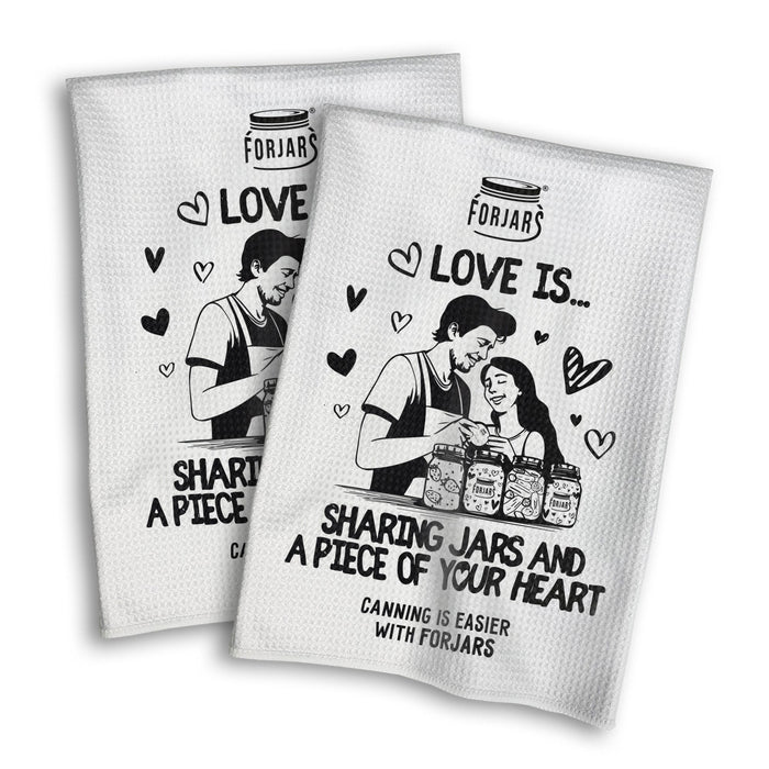 Waffle Towels – White with Printed Patterns (2-Pack)