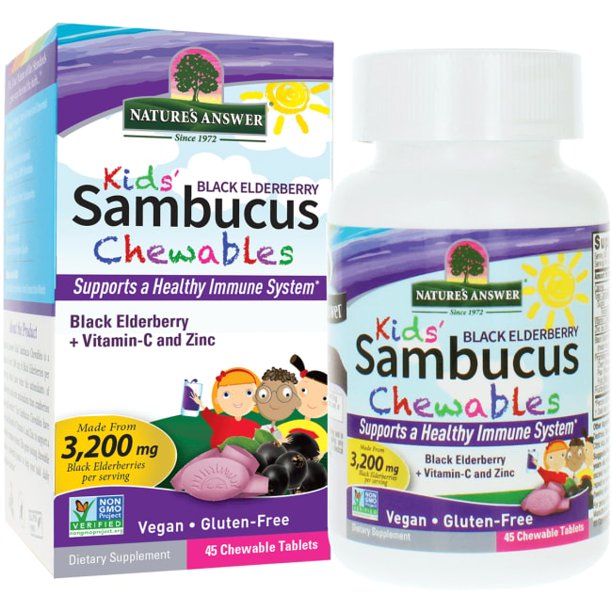 Nature's Answer - Sambucus Chews for Kids, Immune Support, Natural Berry Flavor (45 Count)