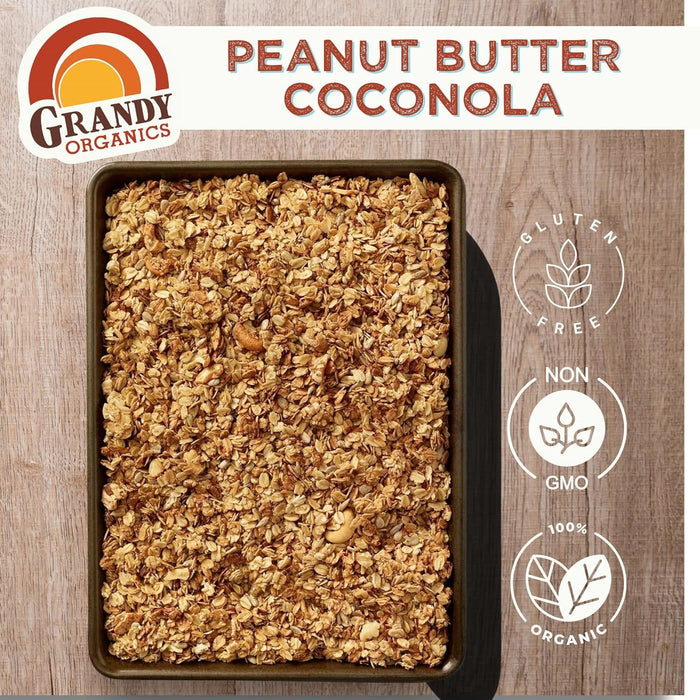 Grandy Organics Coconola Organic Peanut Butter Granola – 9 oz (Pack of 6) | Gluten-Free & Fair Trade