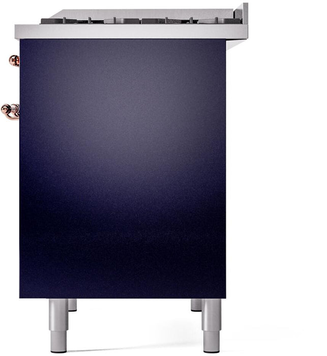 ILVE Nostalgie II 40" Dual Fuel Liquid Propane Range, Blue, Copper Trim ILVE UPD40FNMPMBPLP