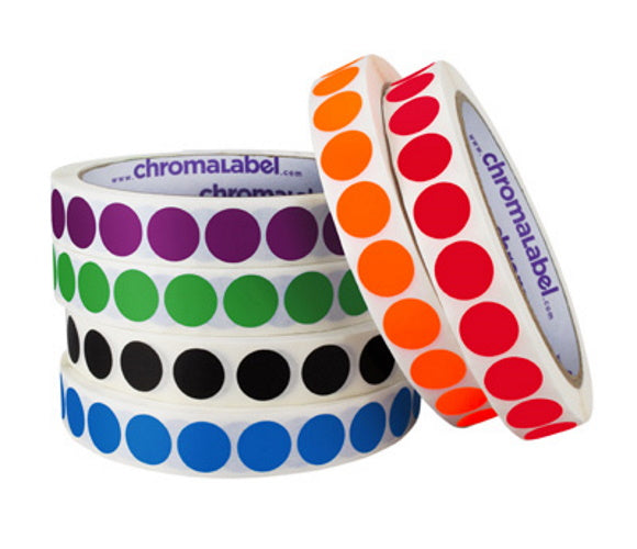 1/2" Permanent Round, Color-Code Dot Stickers: 1,000/Roll