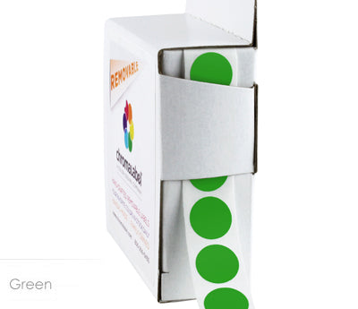 1/2" Removable Round, Color-Code Dot Stickers: 1,000/Box