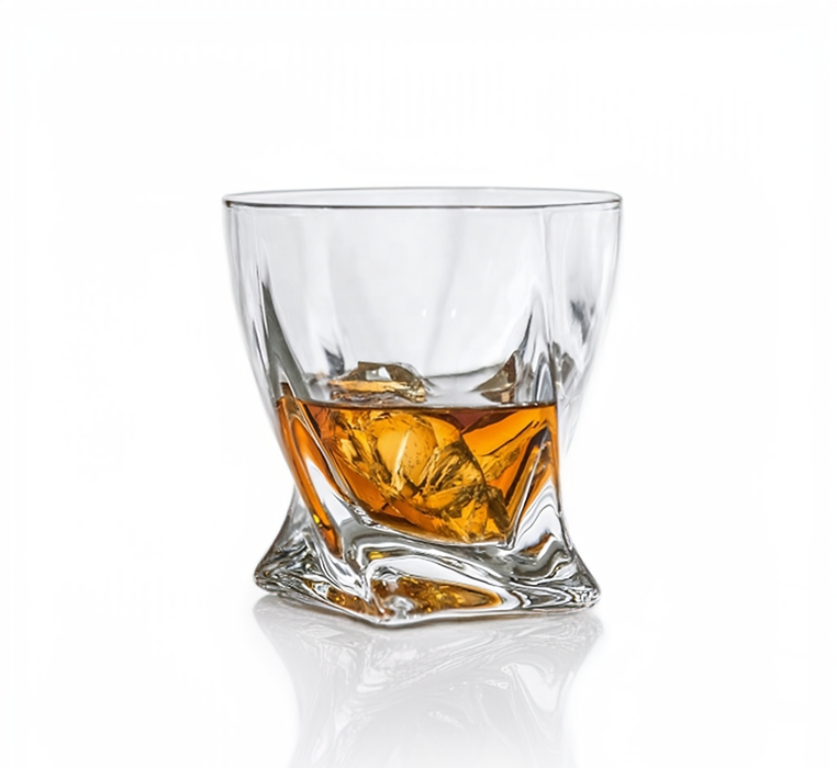 Premium Twisted Whiskey Glasses Set of 4 (10oz)