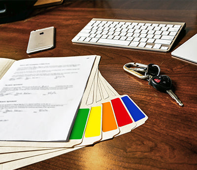 1" x 3" Removable Color-Code Rectangle Label Variety Kit (Primary Colors): 150/Pack